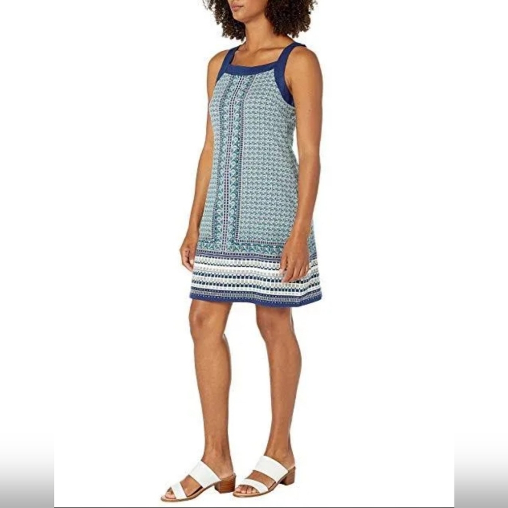 Tommy Bahama casual cotton lightweight Navy trimmed edge tank dress-size small